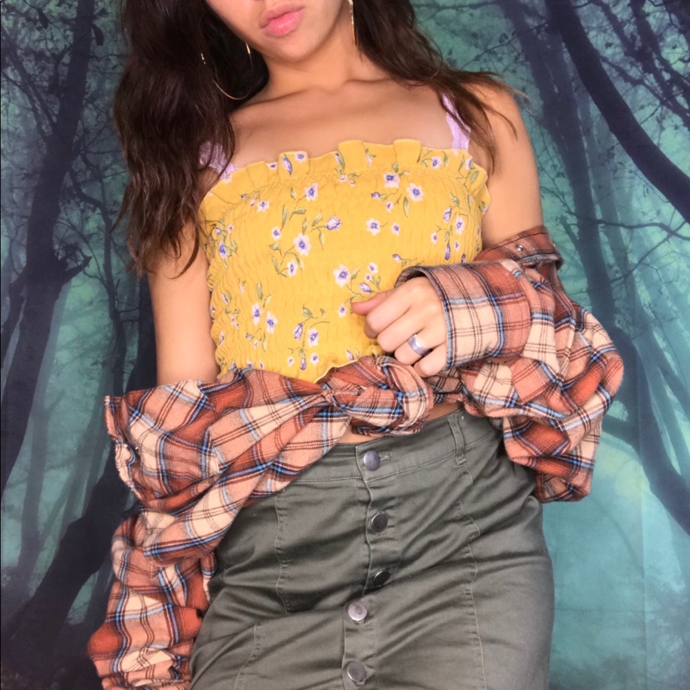 Yellow floral tube top